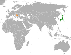 Map indicating locations of Јапан and Србија