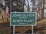 Sign at the John Oliver Memorial Sewer Plant