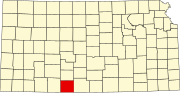 Map of Kansas highlighting Comanche County