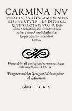 Recueil de poèmes pour le mariage de Daniela Matyáše ze Sudetu, 1565