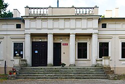 Mycielin Public Library, formerly an elementary school and even earlier a former manor house building.