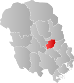 Mapa do condado de Telemark com Bø em destaque.