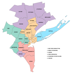 Map of the divisions of the New York metropolitan area as defined by the U.S. Census Bureau[6]
