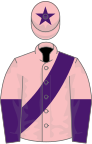 PINK, purple sash, halved sleeves, pink cap, purple star