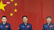 Shenzhou 12 crew at a press conference on 16 June
