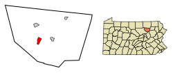 Location of Eagles Mere in Sullivan County, Pennsylvania.