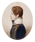 Ture Gustaf von Essen iklädd uniform för en kornett i husarkåren. Målning från 1810 av Jacob Axel Gillberg.