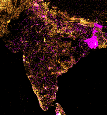 Wikidata items map with difference, India, October 2018 to May 2019