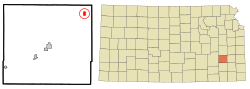 Location within Woodson County and Kansas