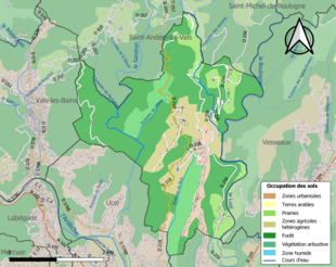 Carte en couleurs présentant l'occupation des sols.