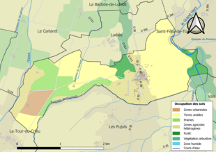 Carte en couleurs présentant l'occupation des sols.