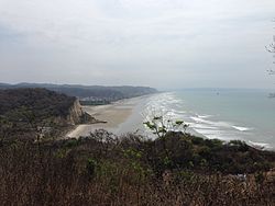 Facing south overlooking the coast and town of Canoa, Ecuador