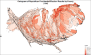 Cartogram of Republican presidential election results by county