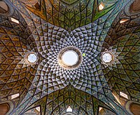 Muqarnas vaults over the Amin al-Dawla Caravanserai (19th century) inside the Kashan Bazaar, Iran