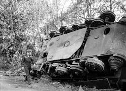 Eisenhower à Chambois, visitant le couloir de la mort.