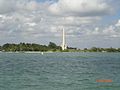 Flagler Memorial Island as seen from a boat on Biscayne Bay off of Miami, Florida.