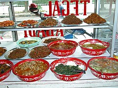 Food display in warung Tegal.
