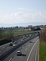 Autoroute A9, peu avant la sortie de La Blécherette, en direction de l'ouest