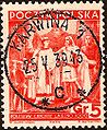 Congreso de Gniezno, sello postal polaco de 1938 (Otón III y Boleslao I el Bravo)