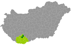 Komló District within Hungary and Baranya County.