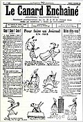 La une du premier numéro du Canard enchaîné le 10 septembre 1915.