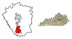 Location of Berea in Madison County, Kentucky.