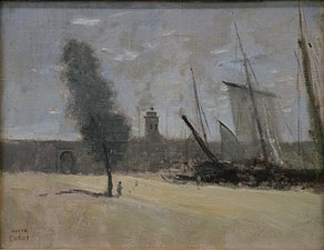 Jean-Baptiste Camille Corot, Dunkerque, remparts et porte d'entrée du port, 1873.