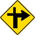 (W11-2.1/PW-9.1) Priority road turns right