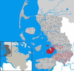 Läget för kommunen Nordstrand i Kreis Nordfriesland