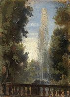 Fountain in Frascati, 1905. Oil on cardboard.