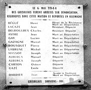 Plaque aux déportés.