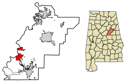 Location of Childersburg in Talladega County, Alabama.