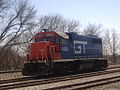 Grand Trunk Western GP38-2 Locomotive 4926 idles at a siding in Pavilion, Michigan on April 14, 2008.