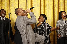 Hawkins performed on stage in the East Room of the White House, where he was joined on stage by his brother Edwin, Tuesday, June 17, 2008, in honor of Black Music Month.