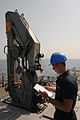 VLS Strikedown crane folded, aboard USS Mitscher