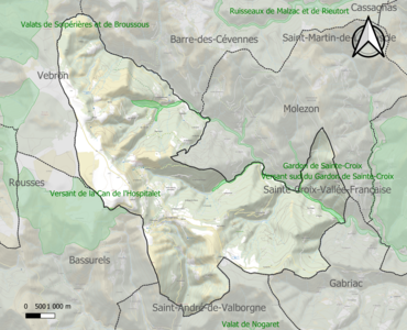 Carte de la ZNIEFF de type 1 sur la commune.