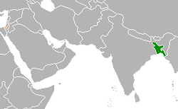 Map indicating locations of Bangladesh and Palestine