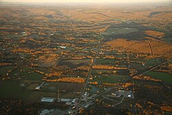 Aerial view of the surrounding area. Pence is located at the intersection of Alabama State Routes 36/67 at the bottom center.