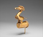 Bird finial; 5th–10th century; gold; height 12.1 cm (43⁄4 in.); Metropolitan Museum of Art (New York City)