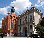 The gate (right) and the seat of St. George's Brotherhood (left).