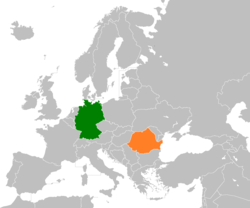 Map indicating locations of Germany and Romania