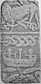 Engraving of a stone panel, possibly part of the second cross, showing Thor fishing.