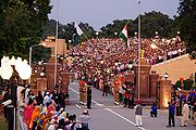 Evening flag lowering ceremony at the Wagah border (as seen from Pakistani side of the border).