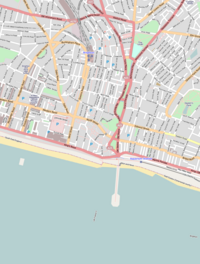 Map of Brighton with mark showing the location of the Grand Hotel, Brighton