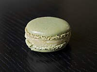 A Pierre Hermé "olive oil and vanilla" macaron