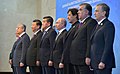 Tokayev (far left) at the 2019 SCO Summit in Bishkek.