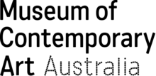 Black text saying "Museum of Contemporary Art Australia" with the last word spelled out in dots