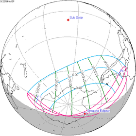 Carte de l'éclipse générale.