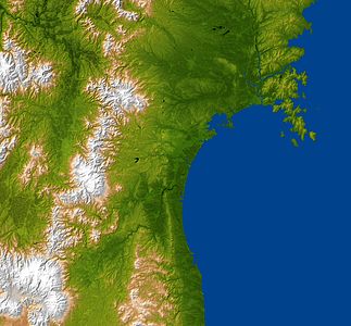 Topografiebild des Ōu-Gebirges in den Präfekturen Miyagi/Yamagata