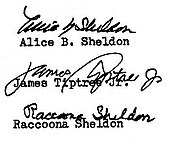 signature de James Tiptree, Jr.